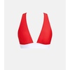 CUPSHE Women’s Bikini Top V Neck Triangle Top Wide Straps Cross Back Lace up(Red/White)