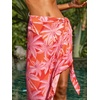 CUPSHE Women’s Sarong Cover Up Chiffon Swimwear Wrap Skirt Self Tie Ruffle Beach Cover Ups(Red Floral)