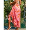 CUPSHE Women’s Sarong Cover Up Chiffon Swimwear Wrap Skirt Self Tie Ruffle Beach Cover Ups(Red Floral)
