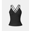 CUPSHE Women’s Tankini Top Swimsuit Tummy Control Swimwear Top Only Double Adjustable Straps Bathing Suit Top(Black)