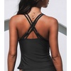 CUPSHE Women’s Tankini Top Swimsuit Tummy Control Swimwear Top Only Double Adjustable Straps Bathing Suit Top(Black)