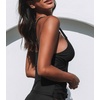 CUPSHE Women’s Tankini Top Swimsuit Tummy Control Swimwear Top Only Double Adjustable Straps Bathing Suit Top(Black)
