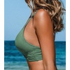 CUPSHE Women’s V Neck Bikini Top | Adjustable Spaghetti Straps,Twist Front,Flattering Bathing Suit For Vacation And Beach(Army Green)