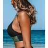 CUPSHE Women’s V Neck Bikini Top | Adjustable Spaghetti Straps,Twist Front,Flattering Bathing Suit For Vacation And Beach(Black/Green)
