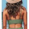 CUPSHE Women’s V Neck Bikini Top | Adjustable Spaghetti Straps,Twist Front,Flattering Bathing Suit For Vacation And Beach(Dark Green)