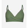 CUPSHE Women’s V Neck Bikini Top | Adjustable Spaghetti Straps,Twist Front,Flattering Bathing Suit For Vacation And Beach(Dark Green)