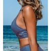 CUPSHE Women’s V Neck Bikini Top | Adjustable Spaghetti Straps,Twist Front,Flattering Bathing Suit For Vacation And Beach(Marble Blue)