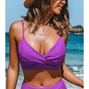 CUPSHE Women’s V Neck Bikini Top | Adjustable Spaghetti Straps,Twist Front,Flattering Bathing Suit For Vacation And Beach(Purple)