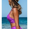 CUPSHE Women’s V Neck Bikini Top | Adjustable Spaghetti Straps,Twist Front,Flattering Bathing Suit For Vacation And Beach(Purple)