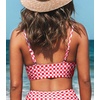 CUPSHE Women’s V Neck Bikini Top | Adjustable Spaghetti Straps,Twist Front,Flattering Bathing Suit For Vacation And Beach(Red Gingham)