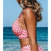 CUPSHE Women’s V Neck Bikini Top | Adjustable Spaghetti Straps,Twist Front,Flattering Bathing Suit For Vacation And Beach(Red Gingham)