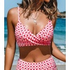 CUPSHE Women’s V Neck Bikini Top | Adjustable Spaghetti Straps,Twist Front,Flattering Bathing Suit For Vacation And Beach(Red Gingham)