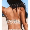 CUPSHE Women’s V Neck Bikini Top | Adjustable Spaghetti Straps,Twist Front,Flattering Bathing Suit For Vacation And Beach(Yellow Floral)