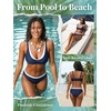 CUPSHE Bikini Sets for Women Sporty Two Piece Swimsuit Color Block | Layered V Neck, Soft Stretch, Removable Soft Cups, Adjustable Straps, Mid Rise, Moderate Coverage, Beach Vacation(Navy Blue/White)