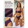 CUPSHE Women’s Bikini Set High Waisted Two Piece Swimsuit High Leg Push Up Bathing Suit Back Hook(Deep Plum Purple)