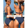 CUPSHE Women’s Bikini Set Square Neck Underwire Two Piece Swimsuit Halter Ribbed Self Tie Bathing Suit(Navy Blue)