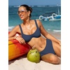 CUPSHE Women’s Bikini Set Square Neck Underwire Two Piece Swimsuit Halter Ribbed Self Tie Bathing Suit(Navy Blue)