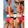 CUPSHE Women’s Bikini Set Square Neck Underwire Two Piece Swimsuit Halter Ribbed Self Tie Bathing Suit(Ruby Red)