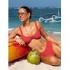 CUPSHE Women’s Bikini Set Square Neck Underwire Two Piece Swimsuit Halter Ribbed Self Tie Bathing Suit(Ruby Red)