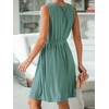 CUPSHE Women’s Hollow Out Mini Dress Cover Up Ribbed Knit Scoop Neck Sleeveless Beach Spring Summer Dresses(Green)