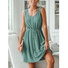CUPSHE Women’s Hollow Out Mini Dress Cover Up Ribbed Knit Scoop Neck Sleeveless Beach Spring Summer Dresses(Green)