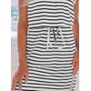 CUPSHE Women’s Midi Dress Scoop Neck Ruffled Sleeveless Slit Drawstring Striped Spaghetti Straps A Line Casual Dress Black Striped, M