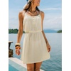 CUPSHE Women’s Swimsuit Cover Up Dress Sleeveless Elastic Waist Flowy Knit Swim Cover Up Beach Dress for Swimwear(Beige)