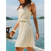 CUPSHE Women’s Swimsuit Cover Up Dress Sleeveless Elastic Waist Flowy Knit Swim Cover Up Beach Dress for Swimwear(Beige)