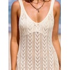 CUPSHE Women’s Swimsuit Cover Up Sleeveless Crochet Beach Coverup Dress Split Maxi Summer Bathing Suit Cover Ups(Beige)