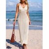 CUPSHE Women’s Swimsuit Cover Up Sleeveless Crochet Beach Coverup Dress Split Maxi Summer Bathing Suit Cover Ups(Beige)