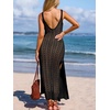 CUPSHE Women’s Swimsuit Cover Up Sleeveless Crochet Beach Coverup Dress Split Maxi Summer Bathing Suit Cover Ups(Black)