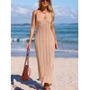CUPSHE Women’s Swimsuit Cover Up Sleeveless Crochet Beach Coverup Dress Split Maxi Summer Bathing Suit Cover Ups(Natural)