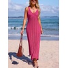 CUPSHE Women’s Swimsuit Cover Up Sleeveless Crochet Beach Coverup Dress Split Maxi Summer Bathing Suit Cover Ups(Rose Red)