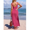 CUPSHE Women’s Swimsuit Cover Up Sleeveless Crochet Beach Coverup Dress Split Maxi Summer Bathing Suit Cover Ups(Rose Red)
