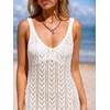 CUPSHE Women’s Swimsuit Cover Up Sleeveless Crochet Beach Coverup Dress Split Maxi Summer Bathing Suit Cover Ups(White)
