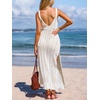 CUPSHE Women’s Swimsuit Cover Up Sleeveless Crochet Beach Coverup Dress Split Maxi Summer Bathing Suit Cover Ups(White)