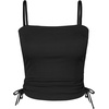 CUPSHE Women’s Tankini Top Swimsuit Drawstring Ribbed Swim Top | Removable Soft Cups, Adjustable Strap, Tummy Control Ruched Waist, Easy To Mix And Match, Bathing Suit For Beach Vacation(Black)