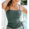 CUPSHE Women’s Tankini Top Swimsuit Drawstring Ribbed Swim Top | Removable Soft Cups, Adjustable Strap, Tummy Control Ruched Waist, Easy To Mix And Match, Bathing Suit For Beach Vacation(Sage Green)