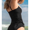 CUPSHE Women’s Tankini Top Swimsuit Drawstring Ribbed Swim Top | Removable Soft Cups, Adjustable Strap, Tummy Control Ruched Waist, Easy To Mix And Match, Bathing Suit For Beach Vacation(Black)