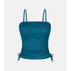 CUPSHE Women’s Tankini Top Swimsuit Drawstring Ribbed Swim Top | Removable Soft Cups, Adjustable Strap, Tummy Control Ruched Waist, Easy To Mix And Match, Bathing Suit For Beach Vacation(Teal Blue)