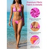 CUPSHE Women’s Triangle Bikini Set Halter V Neck Two Piece Swimsuit | Bathing Suit, Removable Soft Cups, Backless Self Tie, String Side Tie, High Leg Cut, Cheeky Coverage, Beach Vacation(Pink/Orange Floral)