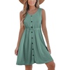 CUPSHE Women’s Hollow Out Mini Dress Cover Up Ribbed Knit Scoop Neck Sleeveless Beach Spring Summer Dresses(Green)