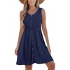 CUPSHE Women’s Hollow Out Mini Dress Cover Up Ribbed Knit Scoop Neck Sleeveless Beach Spring Summer Dresses(Navy Blue)