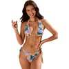 CUPSHE Women’s Triangle Bikini Set Halter V Neck Two Piece Swimsuit | Bathing Suit, Removable Soft Cups, Backless Self Tie, String Side Tie, High Leg Cut, Cheeky Coverage, Beach Vacation(Purple/Orange Floral)