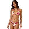 CUPSHE Women’s Triangle Bikini Set Halter V Neck Two Piece Swimsuit | Bathing Suit, Removable Soft Cups, Backless Self Tie, String Side Tie, High Leg Cut, Cheeky Coverage, Beach Vacation(Cream/Pink Floral)