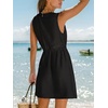 CUPSHE Women Swimsuit Coverups Sleeveless Beach Coverup Dresses | Sleeveless Swim Cover Ups, V Neck Bathing Suit Coverup for Women, Button Up Beach Coverup Dresses(Black)