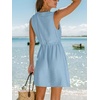 CUPSHE Women Swimsuit Coverups Sleeveless Beach Coverup Dresses | Sleeveless Swim Cover Ups, V Neck Bathing Suit Coverup for Women, Button Up Beach Coverup Dresses(Blue)