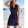 CUPSHE Women Swimsuit Coverups Sleeveless Beach Coverup Dresses | Sleeveless Swim Cover Ups, V Neck Bathing Suit Coverup for Women, Button Up Beach Coverup Dresses(Navy)