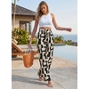 CUPSHE Women’s Wide Leg Beach Pants – Tropical Floral Vacation Cover Up | Soft & comfortable. High waist, flowy wide leg with side pocket(Black)