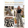 CUPSHE Women’s Wide Leg Beach Pants – Tropical Floral Vacation Cover Up | Soft & comfortable. High waist, flowy wide leg with side pocket(Black)